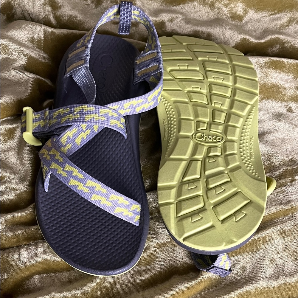 Chaco Gray and Yellow Strapped Sandals